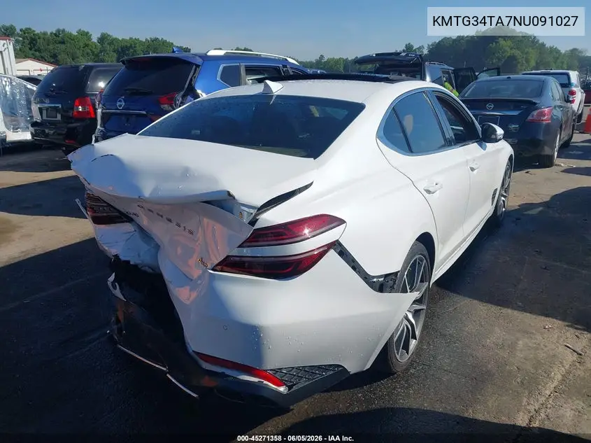 2022 Genesis G70 2.0T Awd VIN: KMTG34TA7NU091027 Lot: 45271358