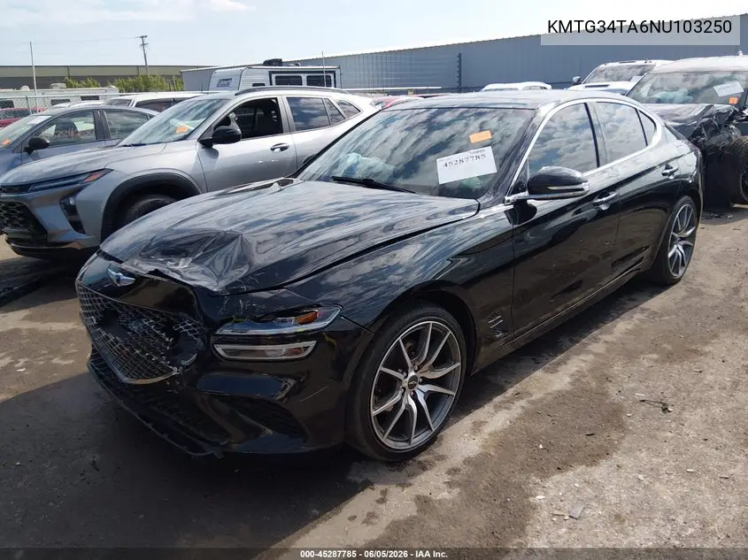 2022 Genesis G70 2.0T Awd VIN: KMTG34TA6NU103250 Lot: 45287785