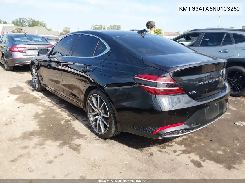 2022 Genesis G70 2.0T Awd VIN: KMTG34TA6NU103250 Lot: 45287785