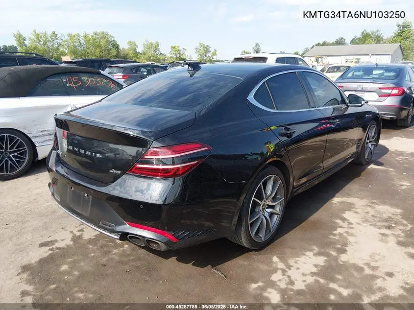 2022 Genesis G70 2.0T Awd VIN: KMTG34TA6NU103250 Lot: 45287785