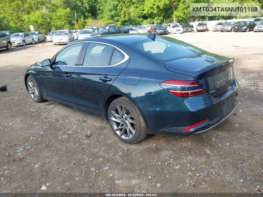 2022 Genesis G70 2.0T Awd VIN: KMTG34TA6NU101188 Lot: 45336620