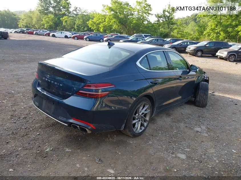 2022 Genesis G70 2.0T Awd VIN: KMTG34TA6NU101188 Lot: 45336620