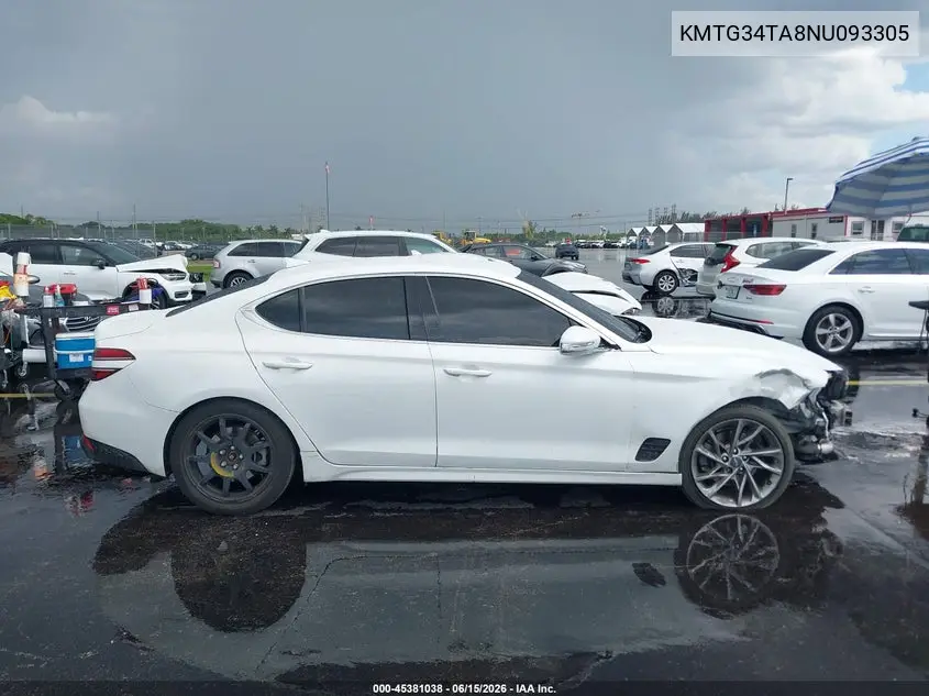 2022 Genesis G70 2.0T Rwd VIN: KMTG34TA8NU093305 Lot: 45381038