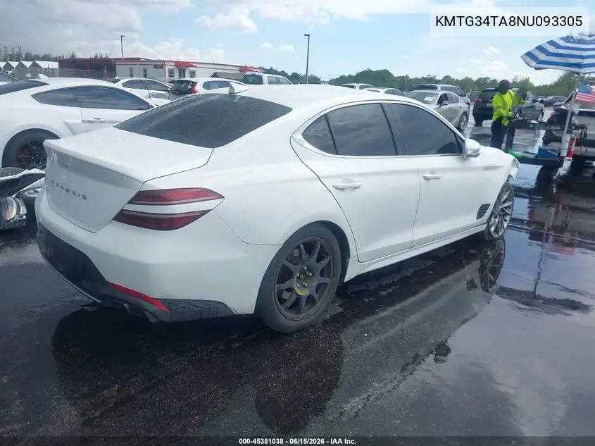 2022 Genesis G70 2.0T Rwd VIN: KMTG34TA8NU093305 Lot: 45381038