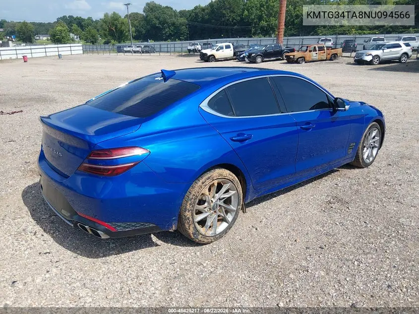 2022 Genesis G70 2.0T Rwd VIN: KMTG34TA8NU094566 Lot: 45425217