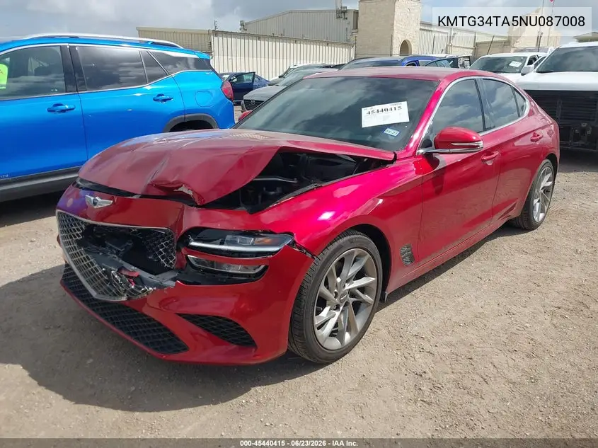 2022 Genesis G70 2.0T Rwd VIN: KMTG34TA5NU087008 Lot: 45440415