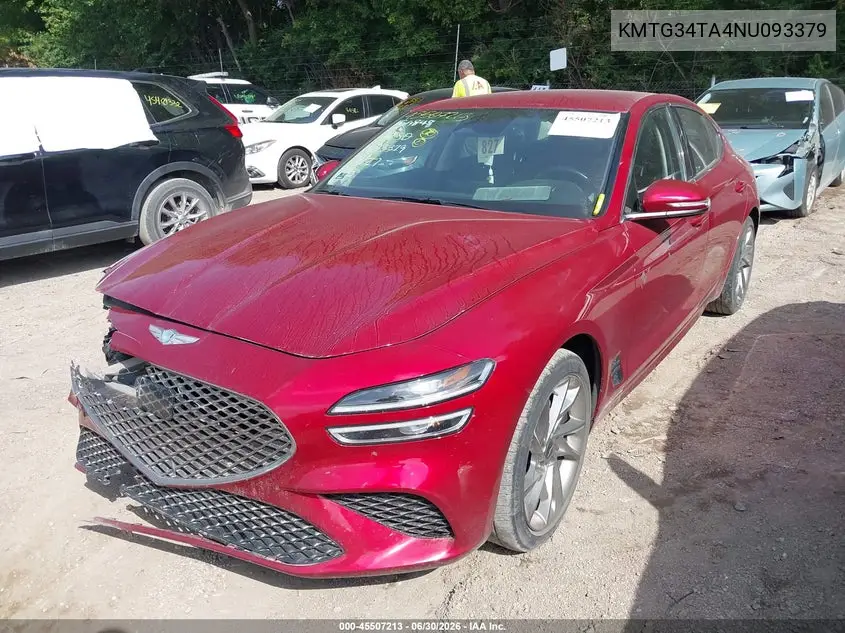 2022 Genesis G70 2.0T Rwd VIN: KMTG34TA4NU093379 Lot: 45507213