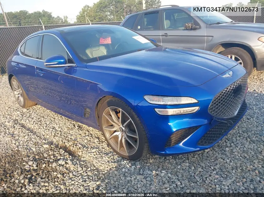 2022 Genesis G70 2.0T Rwd VIN: KMTG34TA7NU102673 Lot: 45550801