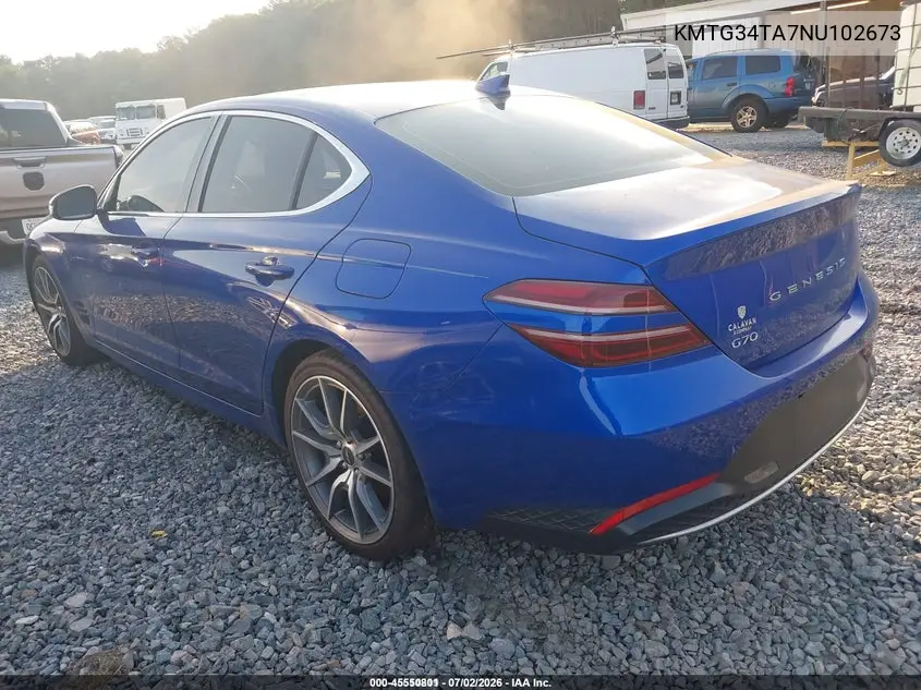 2022 Genesis G70 2.0T Rwd VIN: KMTG34TA7NU102673 Lot: 45550801