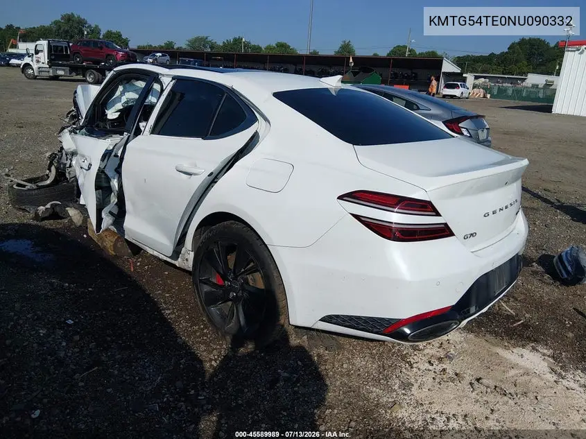 2022 Genesis G70 3.3T Awd VIN: KMTG54TE0NU090332 Lot: 45589989