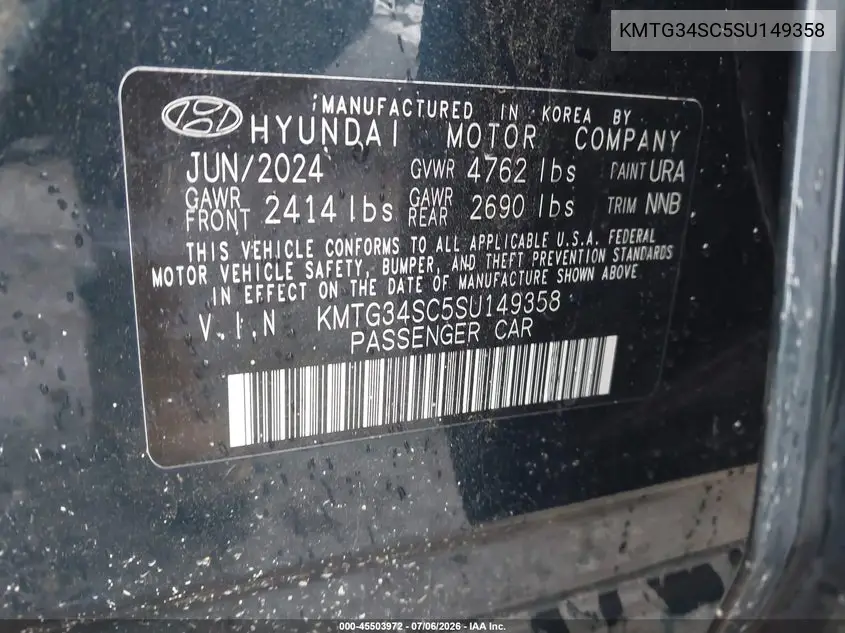 2025 Genesis G70 2.5T Rwd VIN: KMTG34SC5SU149358 Lot: 45503972