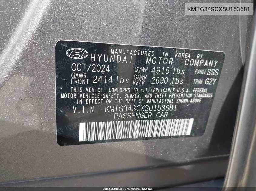 2025 Genesis G70 2.5T Awd VIN: KMTG34SCXSU153681 Lot: 45549008