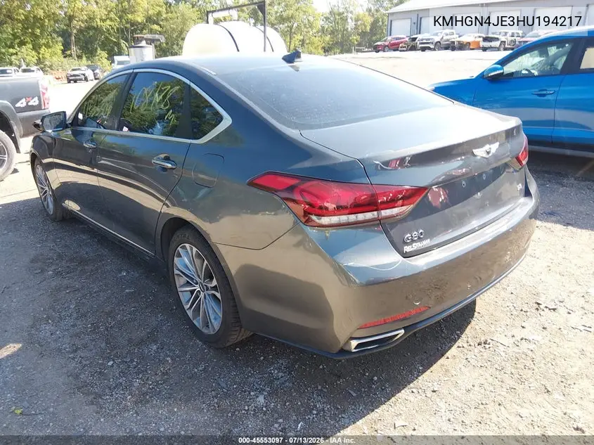 2017 Genesis G80 3.8 VIN: KMHGN4JE3HU194217 Lot: 45553097