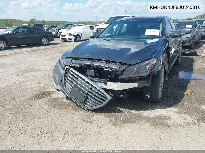 2018 Genesis G80 5.0 Ultimate VIN: KMHGN4JF8JU240316 Lot: 44834492