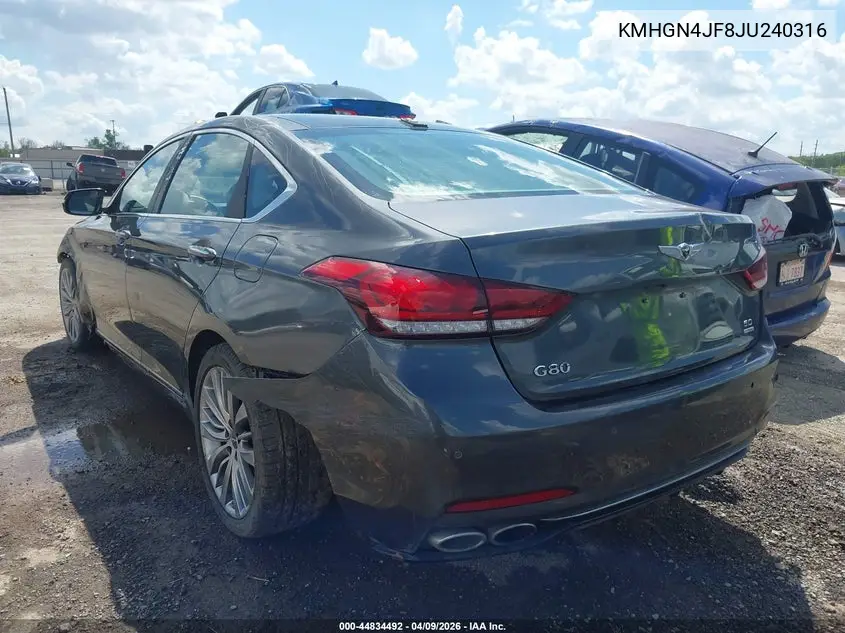 2018 Genesis G80 5.0 Ultimate VIN: KMHGN4JF8JU240316 Lot: 44834492