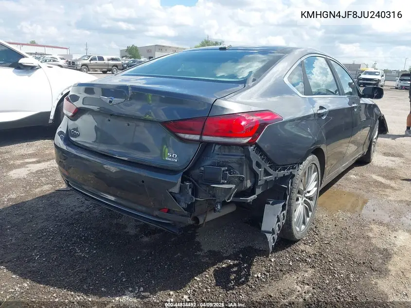 2018 Genesis G80 5.0 Ultimate VIN: KMHGN4JF8JU240316 Lot: 44834492