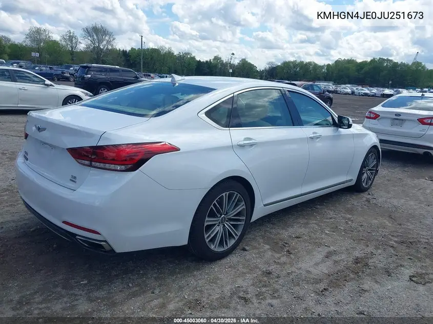 2018 Genesis G80 3.8 VIN: KMHGN4JE0JU251673 Lot: 45003060