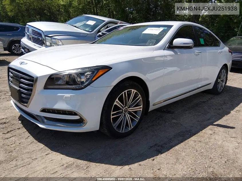 2018 Genesis G80 3.8 VIN: KMHGN4JEXJU251938 Lot: 45069493