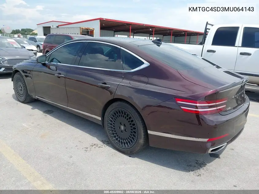 2021 Genesis G80 3.5T Rwd VIN: KMTGC4SD3MU064143 Lot: 45309982