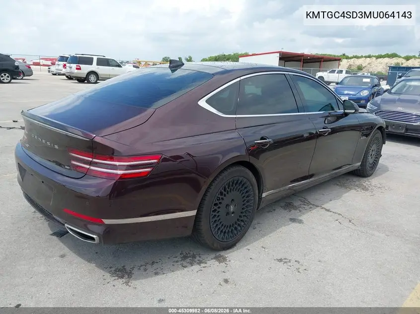 2021 Genesis G80 3.5T Rwd VIN: KMTGC4SD3MU064143 Lot: 45309982