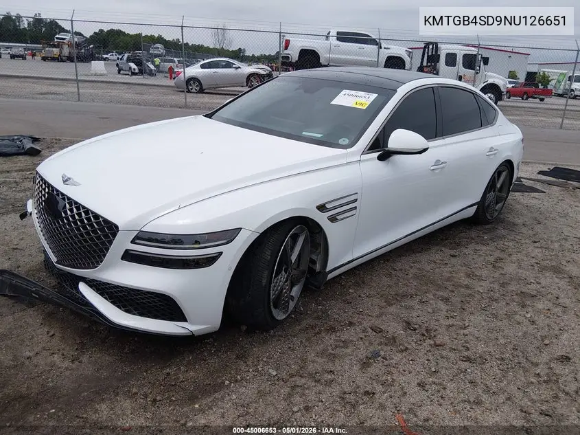 2022 Genesis G80 3.5T Sport Awd VIN: KMTGB4SD9NU126651 Lot: 45006653