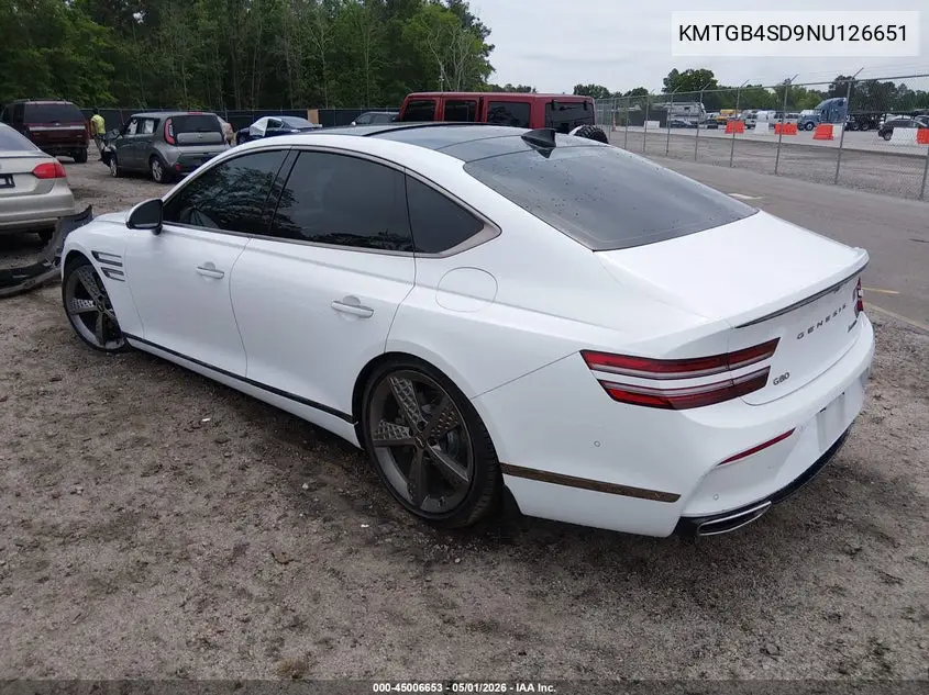 2022 Genesis G80 3.5T Sport Awd VIN: KMTGB4SD9NU126651 Lot: 45006653