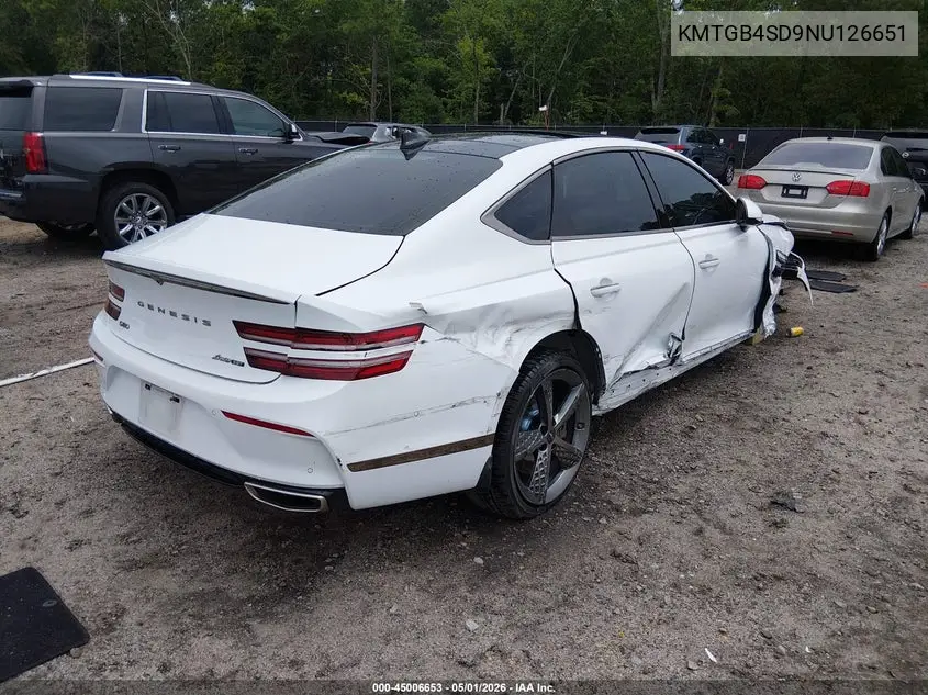 2022 Genesis G80 3.5T Sport Awd VIN: KMTGB4SD9NU126651 Lot: 45006653