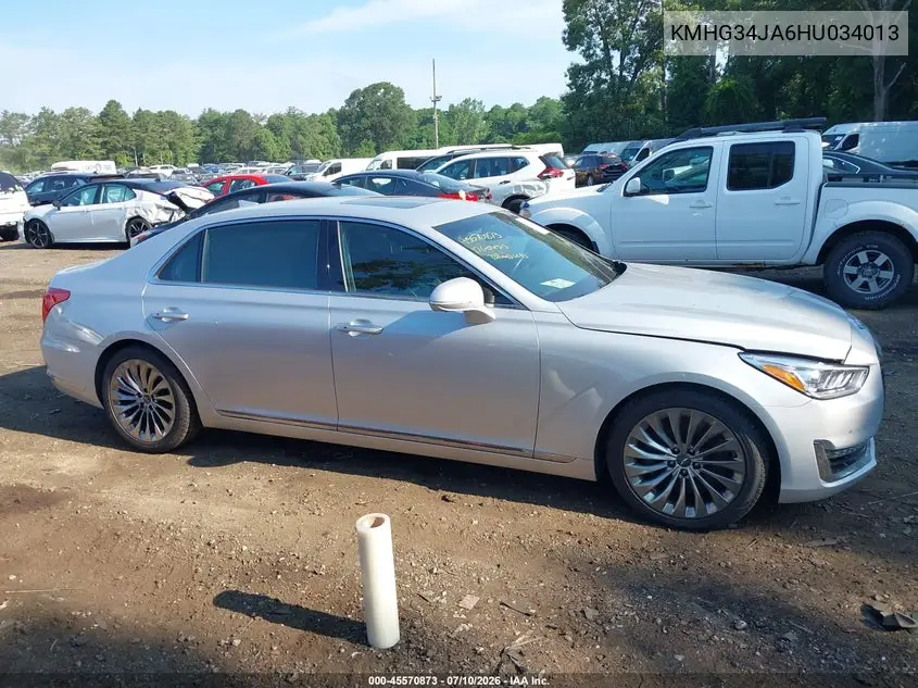 2017 Genesis G90 3.3T Premium VIN: KMHG34JA6HU034013 Lot: 45570873