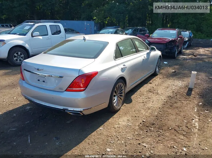 2017 Genesis G90 3.3T Premium VIN: KMHG34JA6HU034013 Lot: 45570873