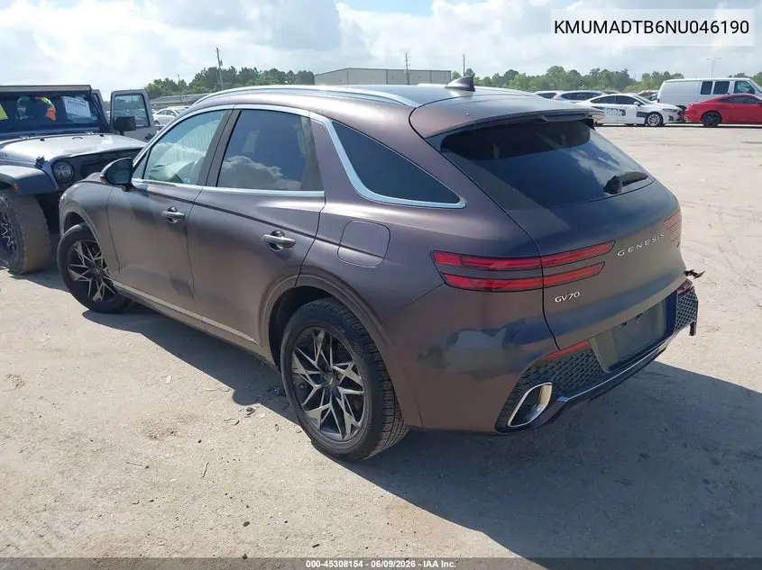 2022 Genesis Gv70 2.5T Awd VIN: KMUMADTB6NU046190 Lot: 45308154
