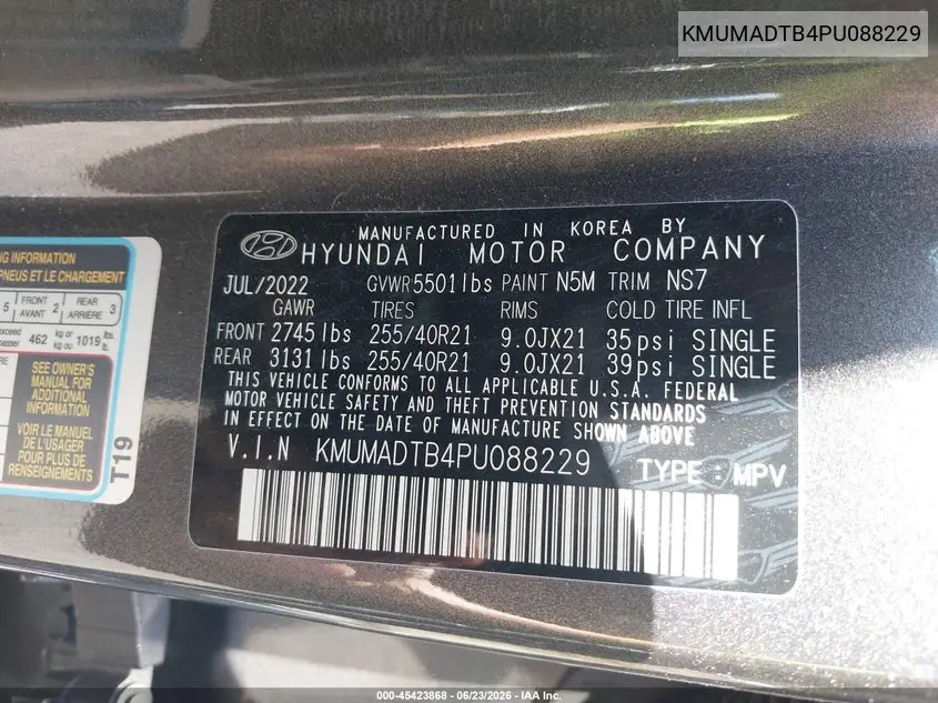 2023 Genesis Gv70 2.5T Awd VIN: KMUMADTB4PU088229 Lot: 45423868