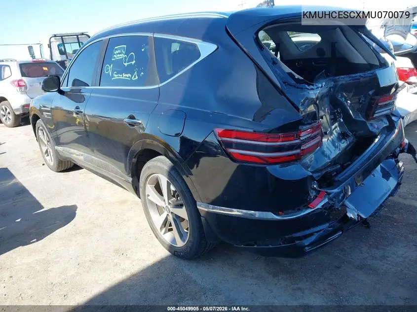 2021 Genesis Gv80 3.5T Awd Advanced VIN: KMUHCESCXMU070079 Lot: 45049905