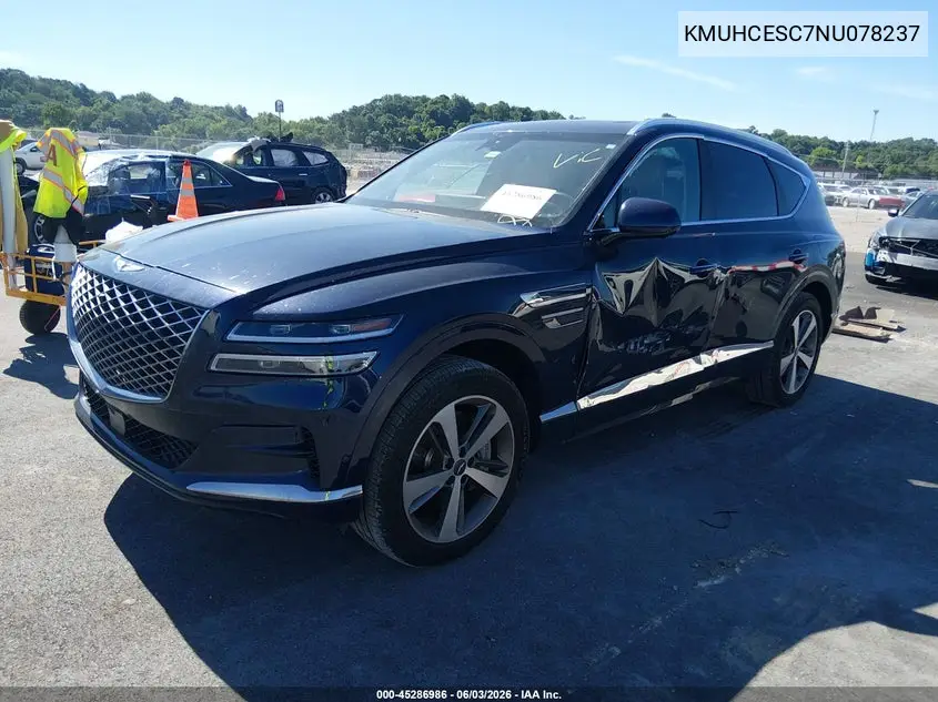 2022 Genesis Gv80 3.5T Awd Advanced VIN: KMUHCESC7NU078237 Lot: 45286986