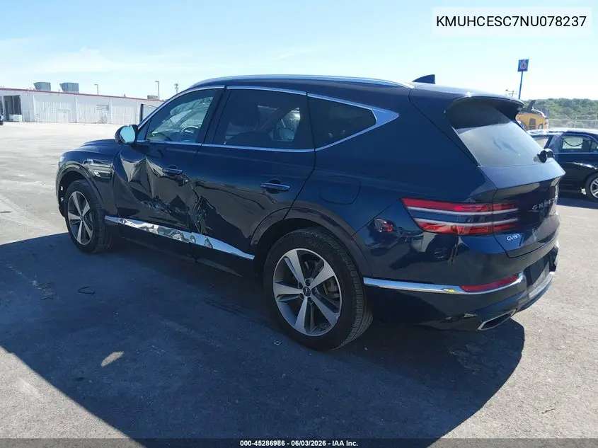 2022 Genesis Gv80 3.5T Awd Advanced VIN: KMUHCESC7NU078237 Lot: 45286986