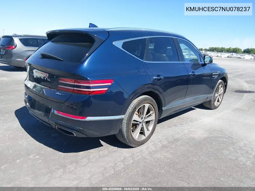 2022 Genesis Gv80 3.5T Awd Advanced VIN: KMUHCESC7NU078237 Lot: 45286986