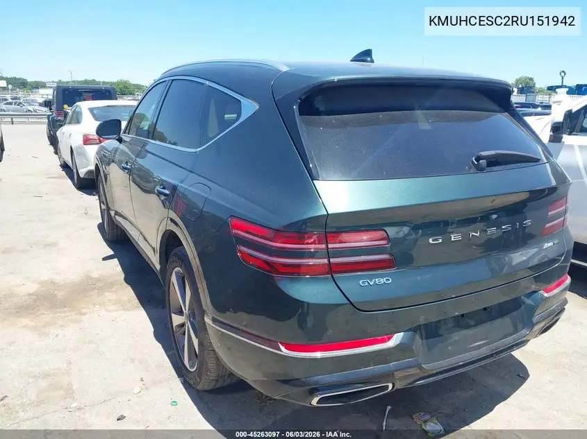 2024 Genesis Gv80 3.5T Awd VIN: KMUHCESC2RU151942 Lot: 45263097