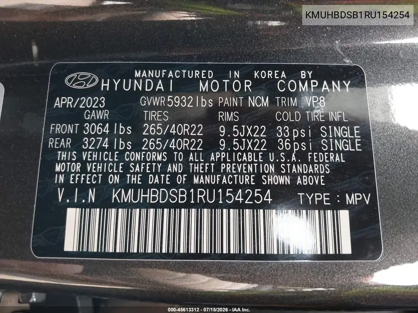 2024 Genesis Gv80 2.5T Awd VIN: KMUHBDSB1RU154254 Lot: 45613312