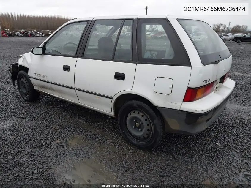 1991 Geo Metro Lsi VIN: 2C1MR6466M6736444 Lot: 43860952