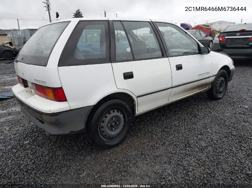 1991 Geo Metro Lsi VIN: 2C1MR6466M6736444 Lot: 43860952