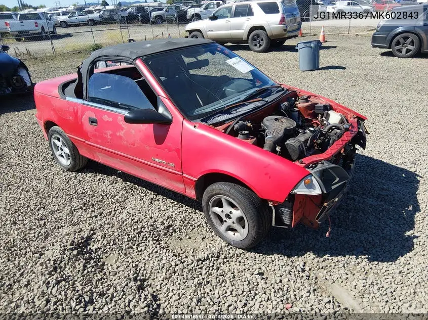 1991 Geo Metro Lsi Sprint Cl VIN: JG1MR3367MK602843 Lot: 45616567