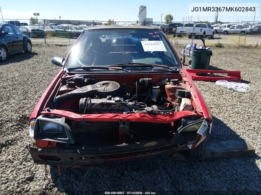1991 Geo Metro Lsi Sprint Cl VIN: JG1MR3367MK602843 Lot: 45616567