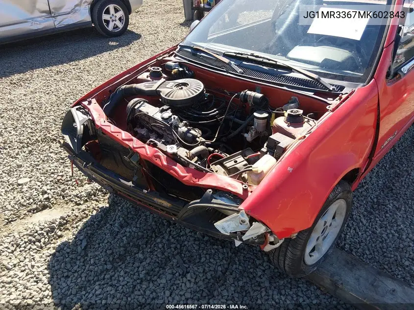 1991 Geo Metro Lsi Sprint Cl VIN: JG1MR3367MK602843 Lot: 45616567