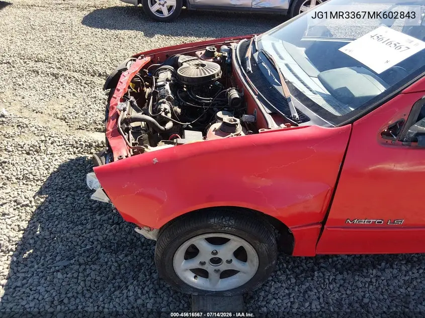 1991 Geo Metro Lsi Sprint Cl VIN: JG1MR3367MK602843 Lot: 45616567