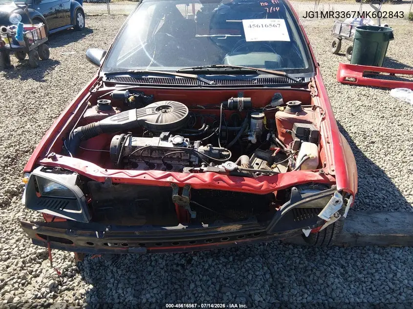 1991 Geo Metro Lsi Sprint Cl VIN: JG1MR3367MK602843 Lot: 45616567