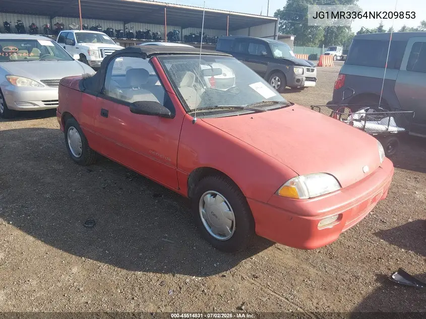 1992 Geo Metro Lsi Sprint Cl VIN: JG1MR3364NK209853 Lot: 45514831