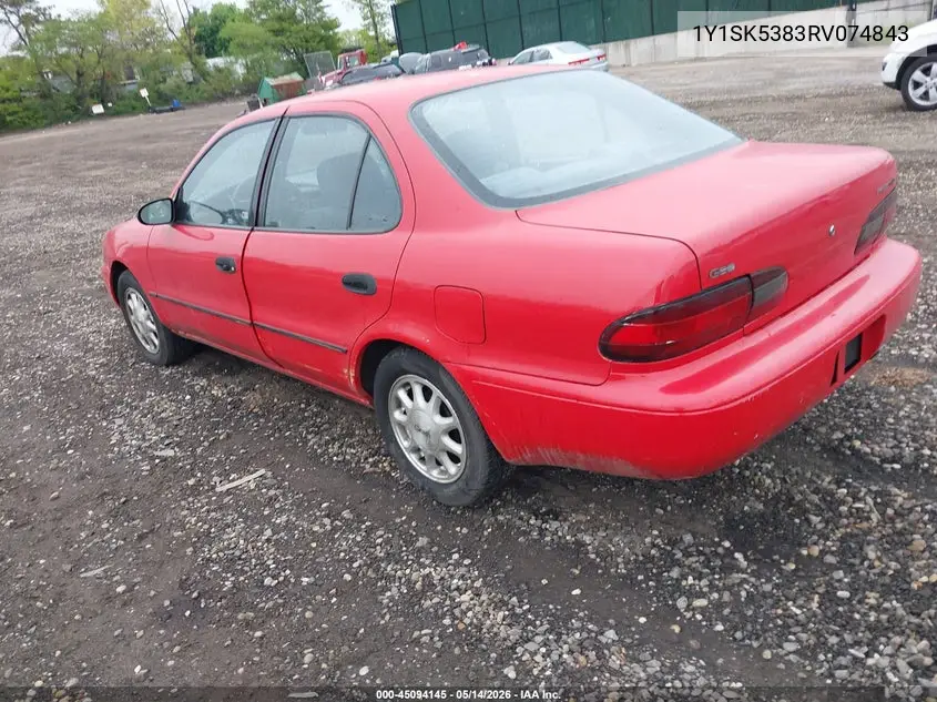 1994 Geo Prizm Lsi VIN: 1Y1SK5383RV074843 Lot: 45094145