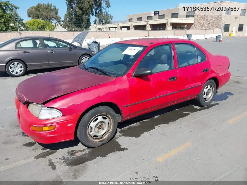 1994 Geo Prizm Lsi VIN: 1Y1SK5367RZ097587 Lot: 45149885
