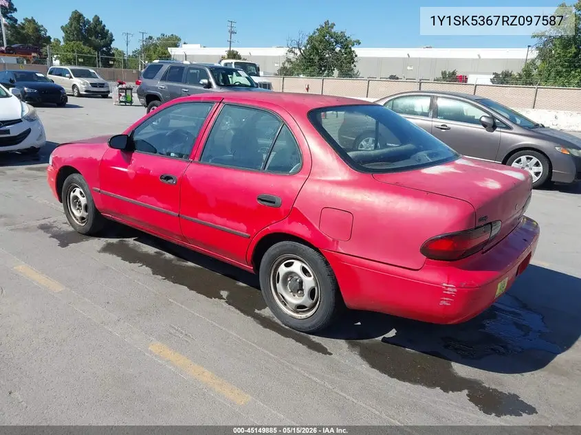1994 Geo Prizm Lsi VIN: 1Y1SK5367RZ097587 Lot: 45149885