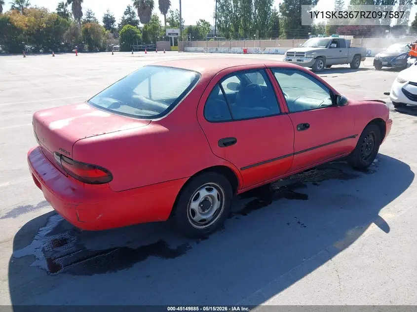1994 Geo Prizm Lsi VIN: 1Y1SK5367RZ097587 Lot: 45149885