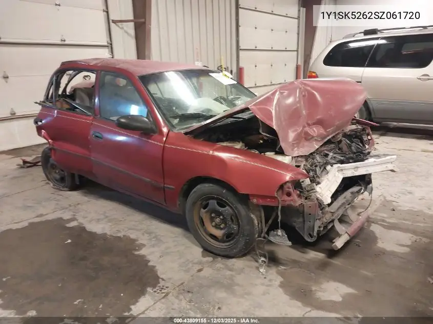 1995 Geo Prizm Lsi VIN: 1Y1SK5262SZ061720 Lot: 43809155